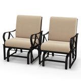 Tangkula Outdoor Patio Glider, Metal Framed Gliding Chair with Cushion