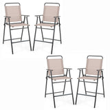 TAGNKULA Outdoor Folding Bar Stool Set of 2/4, Patio Dining Chairs, Outdoor Bar-Height Stools w/Armrests
