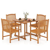 Tangkula 5 Pieces Acacia Wood Patio Dining Set for Poolside