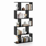 Tangkula 5-Tier Geometric Bookshelf S Shaped Bookcase w/Anti-Toppling Device