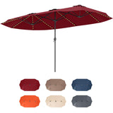 Tangkula 15.5 FT Extra-Large Patio Umbrella w/LED Solar Lights