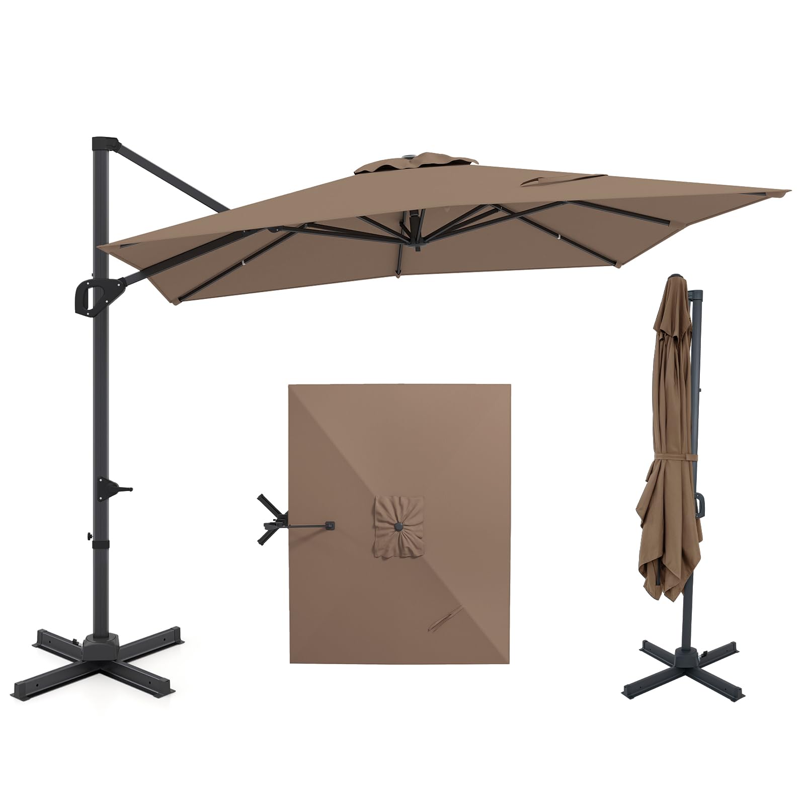 11 ft cantilever patio umbrella Tangkula 11 x 9 ft Patio Umbrella Large Offset Cantilever Outdoor Umbrella, Tan