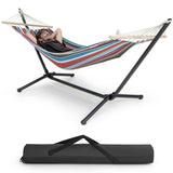 Tangkula Hammock with Stand, 10.5Ft Space Saving Steel Hammock Stand with Cotton Hammock & Carrying Bag