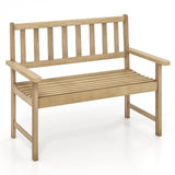 Tangkula Outdoor Teak Wood Garden Bench, 2-Person Patio Bench with Backrest and Armrests