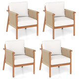 Tangkula Acacia Wood Patio Club Chair Boho Accent Chair（1/2/4）