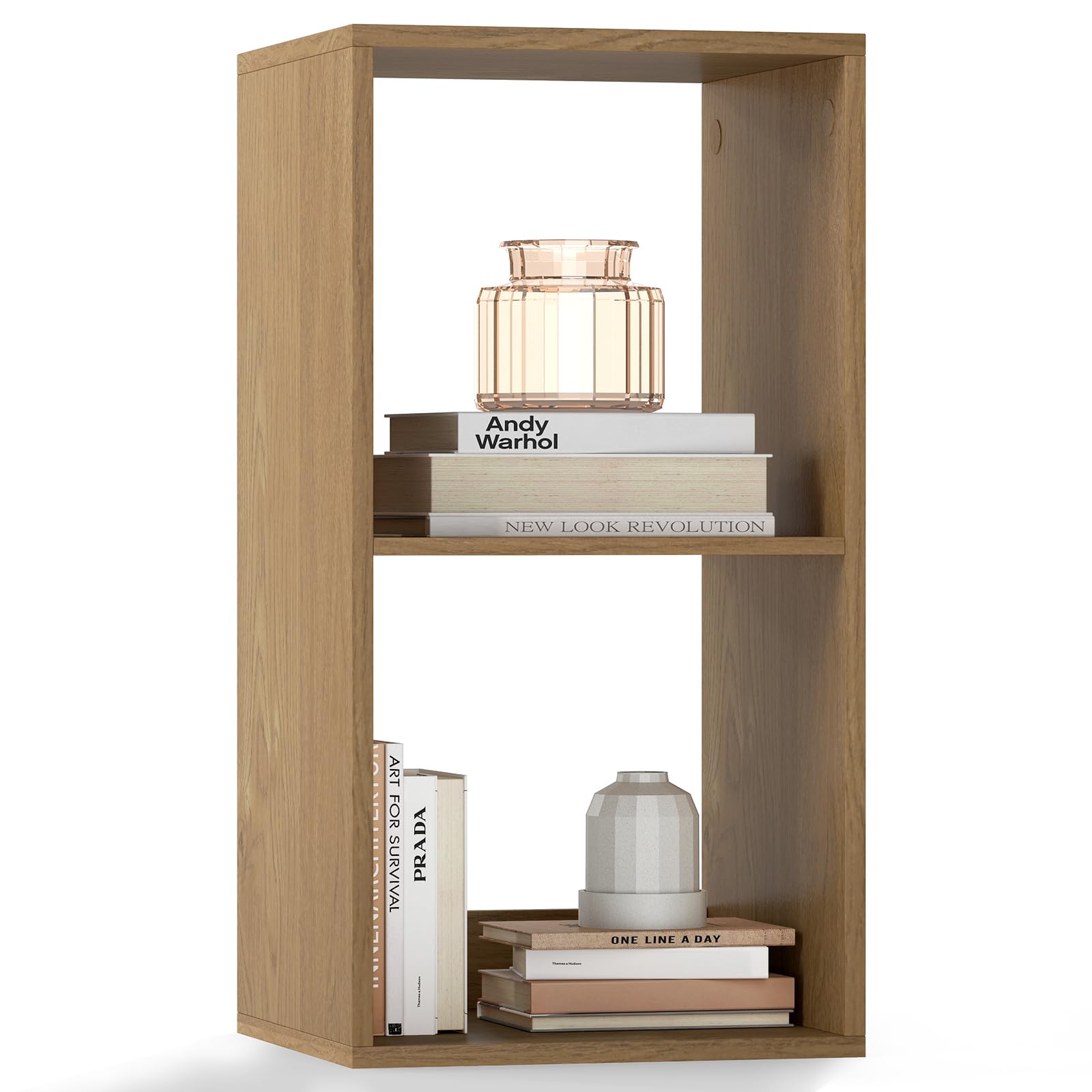 Tangkula 2-Cube Bookcase 3-Tier Bookshelf with Open Compartments