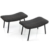 Tangkula Set of 2 Patio Ottomans, Multipurpose Rattan Ottomans w/Padded Quick Dry Foam & Heavy-Duty Metal Legs