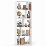 Tangkula 6-Tier Bookshelf | 65" H 10-Cube Open White Bookcase (1/2)