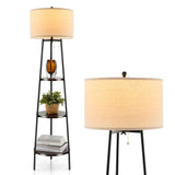 3 Tier Display Floor Lamp with Storage Shelves - Tangkula