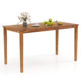 Tangkula Rectangular Outdoor Dining Table with Slatted Tabletop