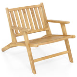 Tangkula Outdoor Teak Wood Natural Mid Century Accent Armchair