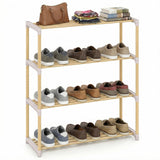 Tangkula 4-Tier Solid Wood Shoe Rack