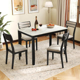 Tangkula Dining Table Set for 4 w/Faux Marble Tabletop