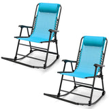Outdoor Folding Rocking Chair, No Assembly Required, Foldable Rocker Recliner with Headrest