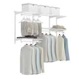 3 to 5 FT Custom Closet Organizer System Kit, Wall-Mounted Storage Organizer with Wire Shelving and Hanging Rods
