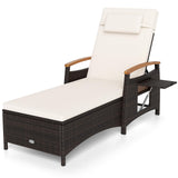 Tangkula Wicker Patio Chaise Lounge | 7-Level Adjustable Backrest (1/2)