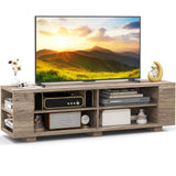 Tangkula Wood TV Stand for TVs up to 65 Inch Flat Screen, Modern Entertainment Center with 8 Open Shelves