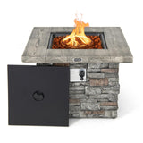 Tangkula 34.5 Inch Faux Stone Propane Fire Pit Table