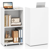 Tangkula Rolling Podium Stand, Mobile Lectern Stand with 2 Shelves & Lockable Wheels