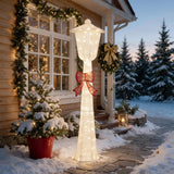 Tangkula 5 FT Lighted Christmas Lamp Post with Bowknot Decorations