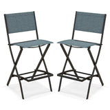 Counter Height Folding Bar Chairs with Back and Footrest - Tangkula