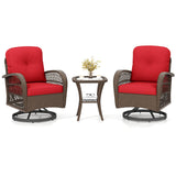 Tangkula 3 Piece Patio Swivel Rocker Set with Tempered Glass Side Table