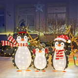 Tangkula 3-Piece Christmas Lighted Penguin Family