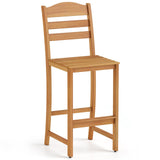 Tangkula 29.5" Solid Acacia Wood Bar Stool with Backrest and Footrest (1/2/4)
