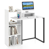 Tangkula 43.5" Study Desk with Ergonomic Monitor Stand & Storage Shelves