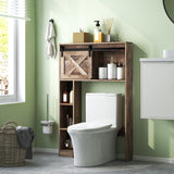 Tangkula Over The Toilet Storage Cabinet, Freestanding Bathroom Organizer Above Toilet with Sliding Barn Door & Storage Shelves