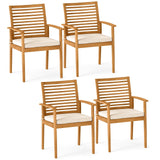 Tangkula Patio Dining Chairs with Removable Padded Cushion