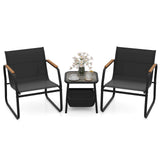 Tangkula 3 Pieces Patio Furniture Set with Breathable Mesh Fabric and Metal Frame