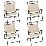 Tangkula Portable Folding Outdoor Dining Chairs with Armrests and Metal Frame
