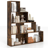 Tangkula 10 Shelves Bookshelf, L Shaped Freestanding Ladder Corner Bookshelf