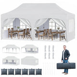 Tangkula 10 x 20 ft Pop Up Canopy with 6 Removable Sidewalls