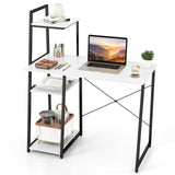 Tangkula Computer Desk with Shelves, Space Saving Home Office Desk with 3-Tier Ladder Shaped Storage Bookshelf