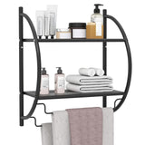 Tangkula Wall Mount 2 Tier Bathroom Shelf with Towel Bars, 18"W X 10"D X 22"H