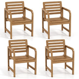 Tangkula Teak Wood Patio Dining Chair