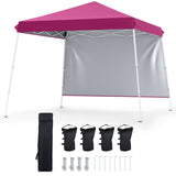 Tangkula 9x9 FT Pop Up Canopy with Center Lock & Sidewall | One Push Setup