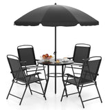 Tangkula 6 Pieces Patio Dining Set with Umbrella for Garden