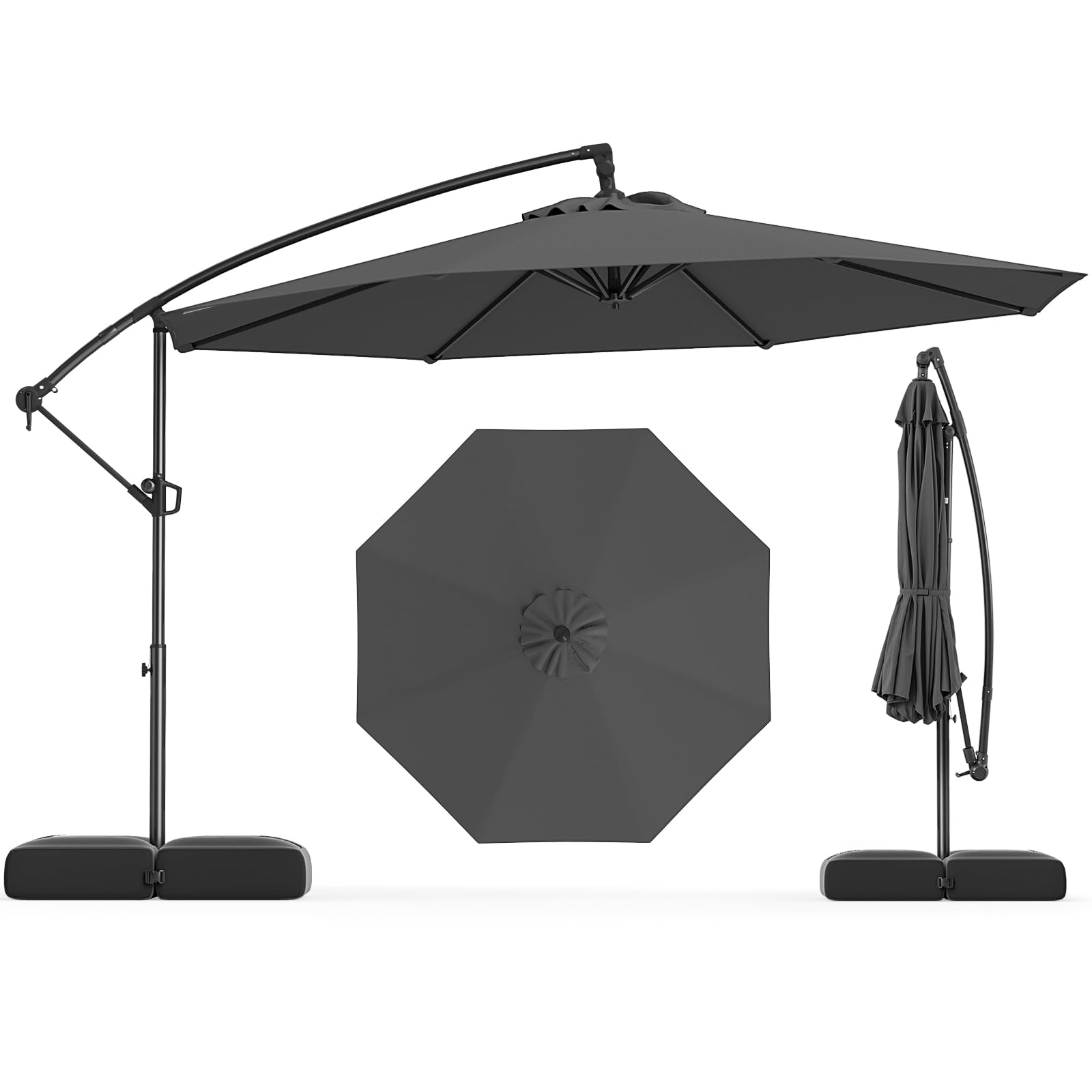 Tangkula 10 Feet Offset Hanging Umbrella with Base Patio Cantilever Um – tangkula