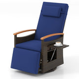 Tangkula Patio Rattan 360 Degree Swivel Recliner Chair, Wicker Lounge Chair w/Adjustable Backrest & Footrest