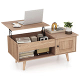 Tangkula Lift Top Coffee Table with Storage, Living Room Table with Hidden Compartment, Cabinet & Open Shelf