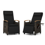 Tangkula Patio Wicker Recliner Chair, Rattan Lounge Chair w/Adjustable Backrest & Footrest