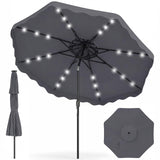 Tangkula 9.5/10.5 FT Solar Patio Umbrella with 24 LED Lights