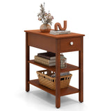 Tangkula Narrow End Table 24.5”H Farmhouse Side Table with Drawer