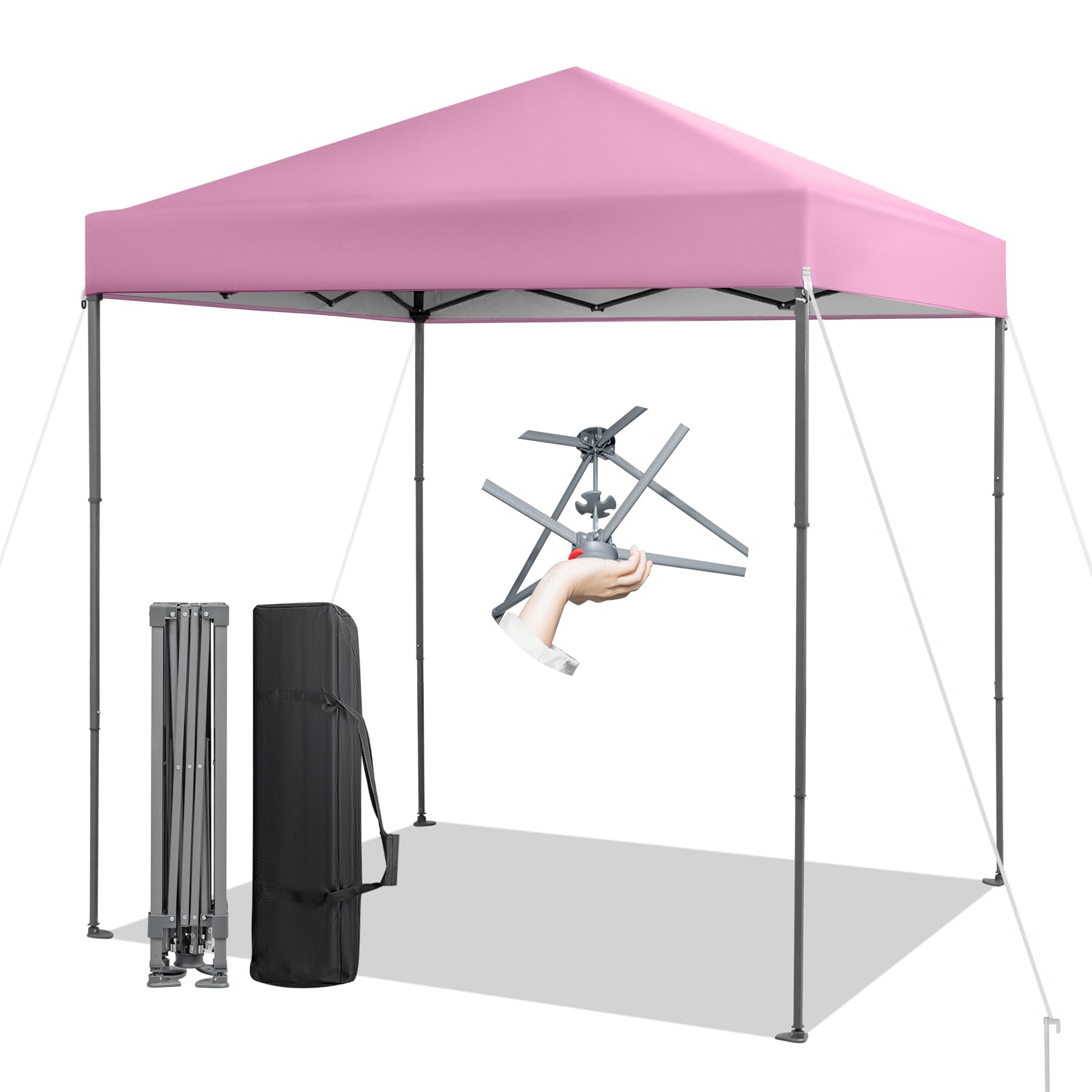 pink pop up tent Tangkula 6.6 x 6.6 Outdoor Pop-up Instant Canopy Tent, Pink