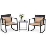 Tangkula 3 Pieces Outdoor Rocking Chairs Set