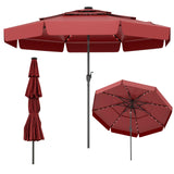 Tangkula 3 Tiers Scalloped Outdoor Table Market Umbrella with 32 LED Lights