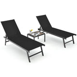Tangkula 3 Piece Patio Chaise Lounge Set, Aluminum Patio Recliner with Coffee Table